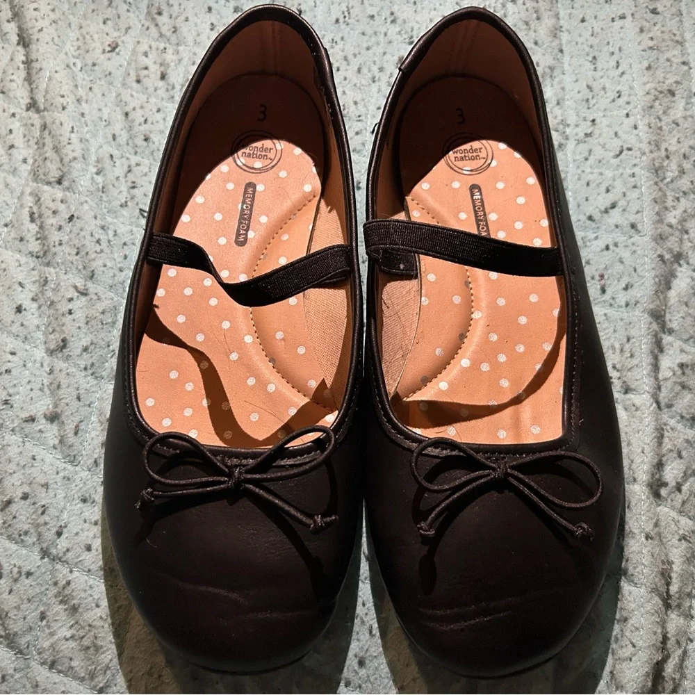 Wonder‎ Nation Black Dress Shoes with Decorative Bows